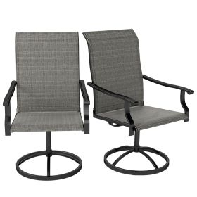 Outsunny Patio Swivel Chairs Set of 2, High Back Patio Dining Chairs with All-Weather Mesh for Backyard, Lawn, Garden, Gray