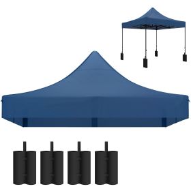 Outsunny 10' x 10' Replacement Canopy Top for Pop Up Canopy Tent with 4 Sand Bags, UPF50+ Protection, Navy Blue
