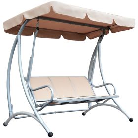 Outsunny Outdoor Swing Chair Bench with Stand and Adjustable Canopy Porch Swing for Patio Garden