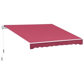 Outsunny 13'x8' Manual Retractable Patio Awning, Adjustable Patio Awning, Durable Design for Yard, Deck, Red