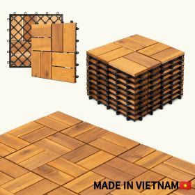 10pcs Interlocking Deck Tiles, Outdoor Patio Flooring, 11.8"x11.8" Interlocking Decking Tile Outdoor All Weather Use
