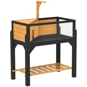 Wooden Tortoise Habitat With Storage Shelf, Tortoise Enclosure With Clear Windows, Openable Top, Lamp Holder, Yellow (Color: Yellow)