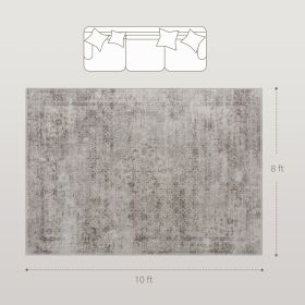 8x10 Machine Washable Area Rug , Non-Slip Traditional Floor Carpet For Living Room, Bedroom, Light Mixed-Brown (Color: Brown)