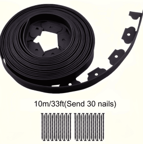 Landscape Edging Strips, With Anchored Tips, Unexcavated Garden Edging Kits, Plastic Flexible Garden Bed And Lawn Courtyard Paving Stone Pathways (Color: Black)