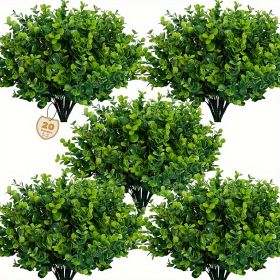 Set Of 20 UV-resistant Bionic Eucalyptus, Suitable For Indoor And Outdoor Decoration-perfect For Weddings, Homes, Gardens, And Offices (Option: 20Pcs)