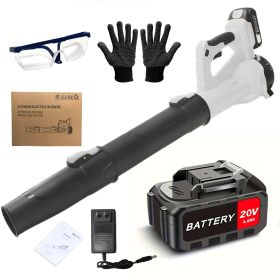 Cordless Leaf Blower 20V Electric Leaf Blower With4.0Ah Batteries And Fast Charger, Variable Speed, Turbo Mode, Battery Powered Handheld Leaf Blo (Color: White)