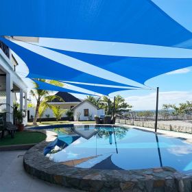 Artpuch Custom Size Sky Blue Sun Shade Sail Triangle Canopy 185 GSM Durable Fabric UV Block Awning for Outdoor Patio Garden Backyard (Customized (Color: Sky Blue, size: 19x22x29.1)