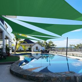 Artpuch Custom Size Dark Green Sun Shade Sail Triangle Canopy 185 GSM Durable Fabric UV Block Awning for Outdoor Patio Garden Backyard (Customize (Color: Dark Green, size: 11x12x16.3)